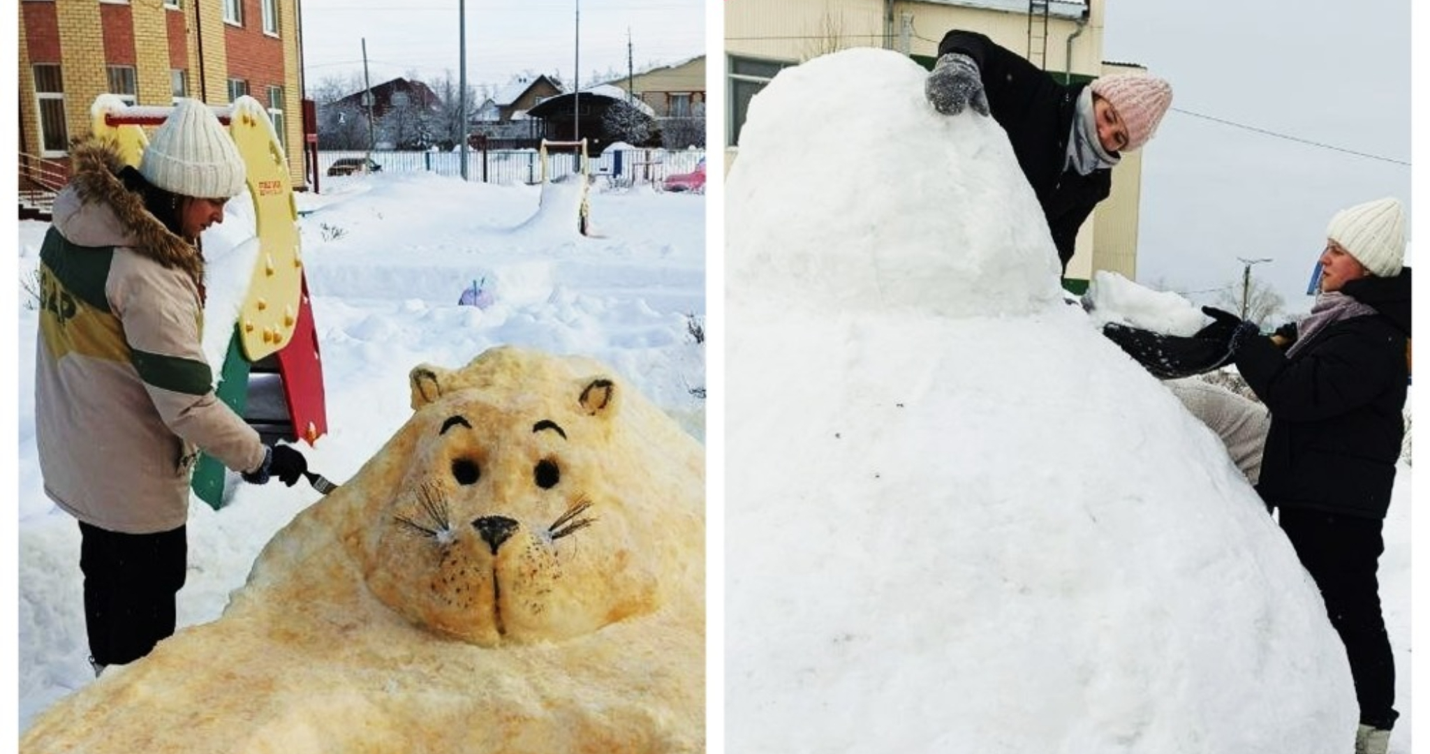 «Теремку» в Мордовии подарили снежный городок с горкой и лабиринтом 