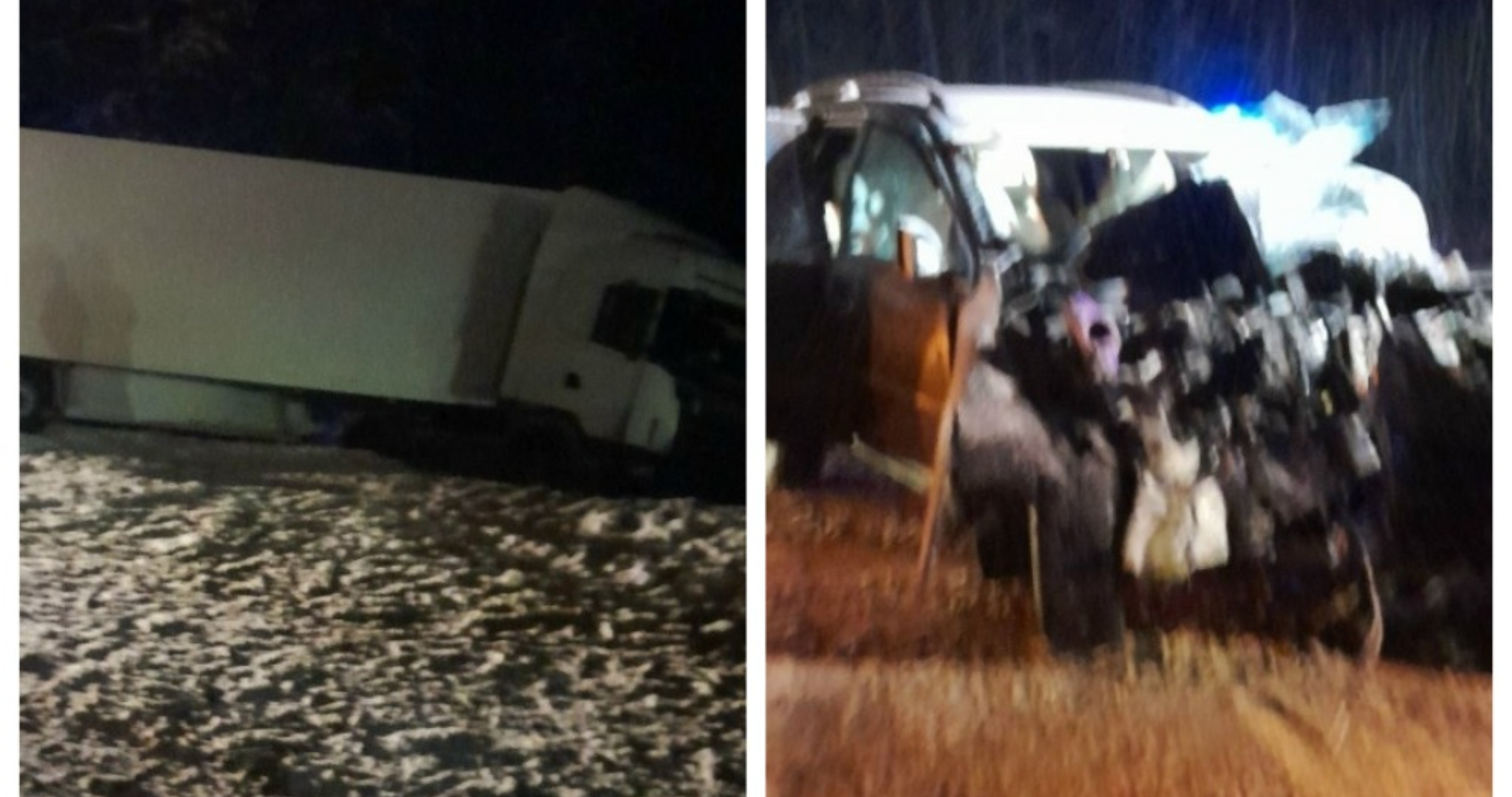 Грузовик и легковушка столкнулись во время снегопада в Мордовии 