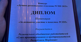 Мордовское отделение РСПП признали лучшим 